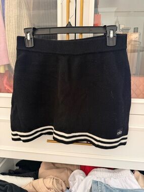 Alo Black Tennis Club Sweater Knit Skirt
